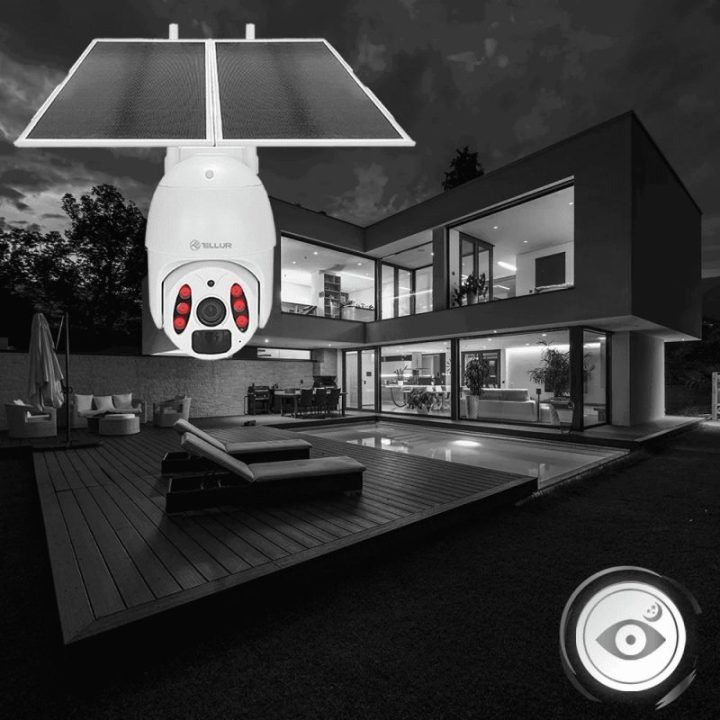 Tellur Smart WiFi saulės kamera P&T 3 MP, 2K UltraHD, balta