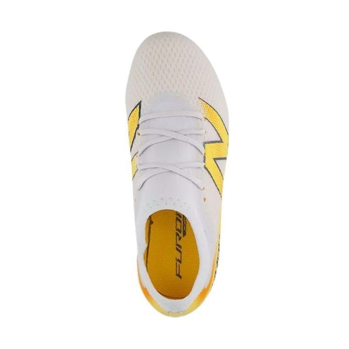 Vaikiški futbolo bateliai New Balance Furon Team V9 FG, balti ir geltoni
