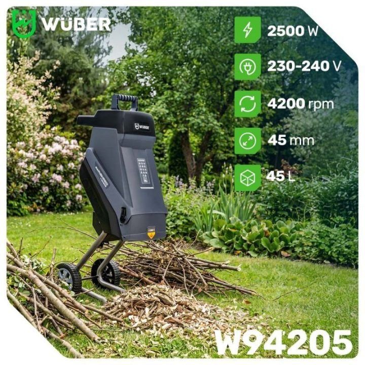 Elektrinis šakų smulkintuvas Wuber 2500 W, 45 l
