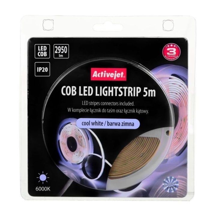 LED juosta COB 5 m, šaltai balta