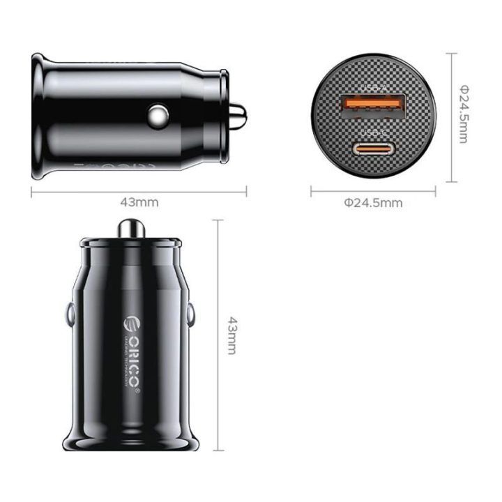 Automobilinis įkroviklis ORICO PowerMini 30W, juodas