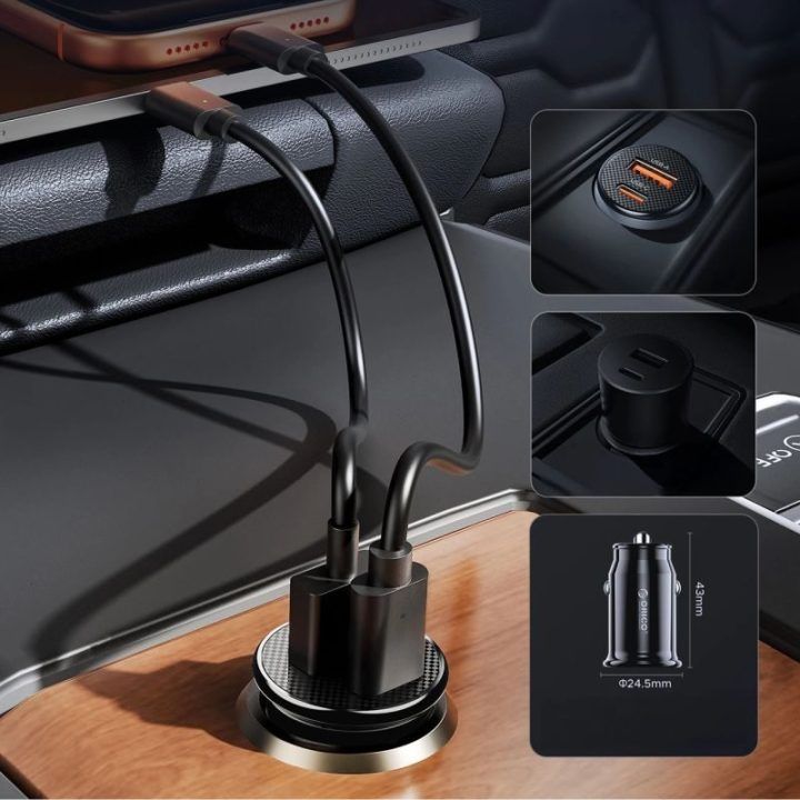 Automobilinis įkroviklis ORICO PowerMini 30W, juodas