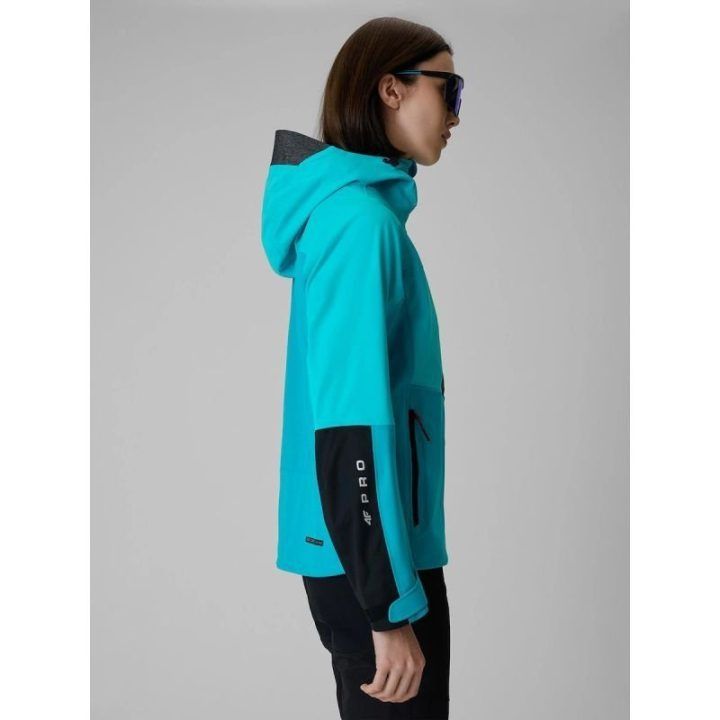 Moteriška softshell striukė 4F PRO su NeoDry membrana, juoda ir mėlyna