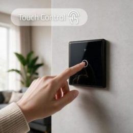 Išmanusis jutiklinis šviesos jungiklis, Wi‑Fi, 1 kanalo, juodas