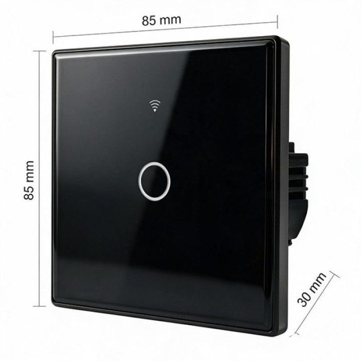 Išmanusis jutiklinis šviesos jungiklis, Wi‑Fi, 1 kanalo, juodas