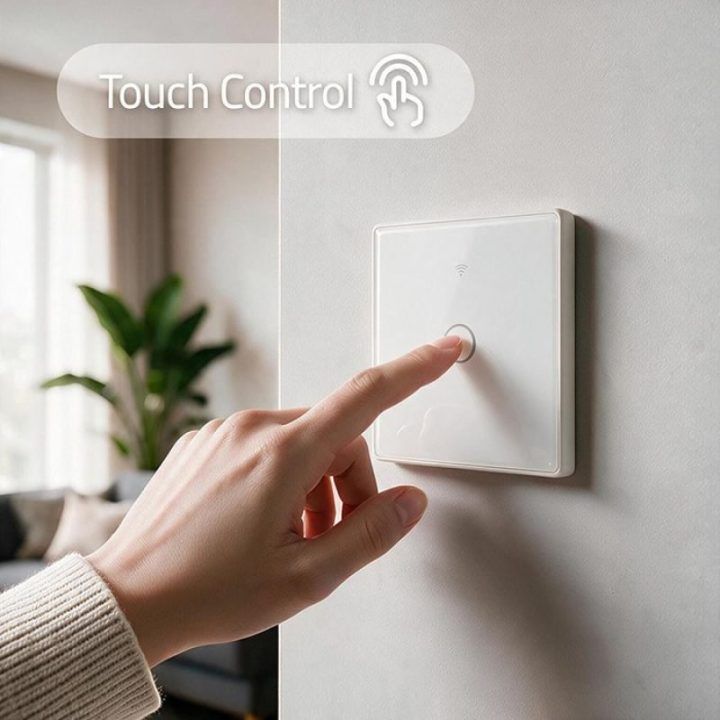 Išmanusis jutiklinis Wi‑Fi jungiklis Tuya, baltas