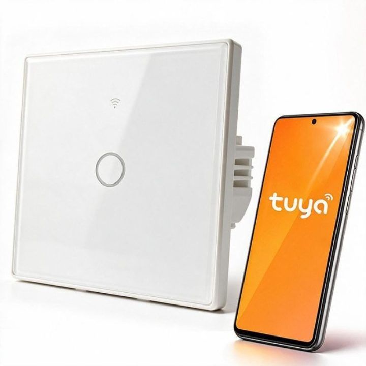 Išmanusis jutiklinis Wi‑Fi jungiklis Tuya, baltas