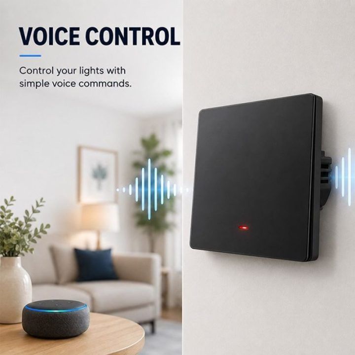 Išmanus Wi‑Fi šviesos jungiklis Qoltec, 1 kanalo, juodas
