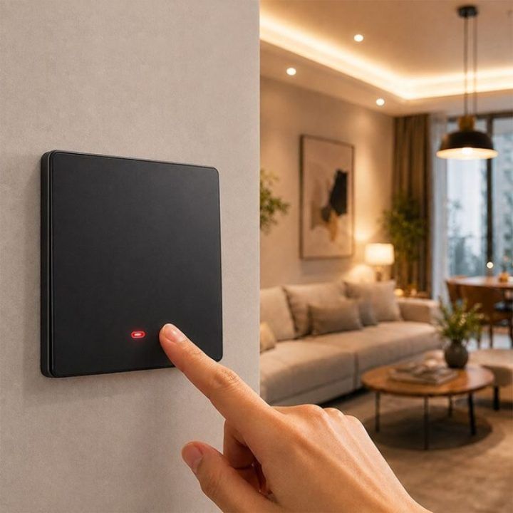 Išmanus Wi‑Fi šviesos jungiklis Qoltec, 1 kanalo, juodas
