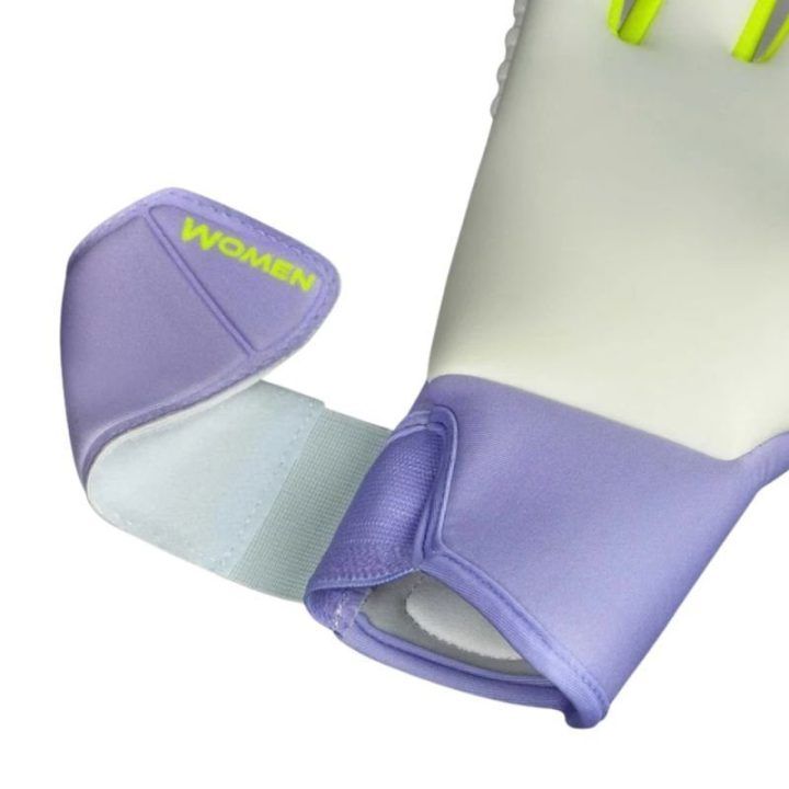 Vartininko pirštinės Select 89 Women v26, violetinės ir baltos su ryškiai geltonomis detalėmis