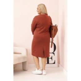Moteriška Plus Size suknelė su V formos iškirpte, raudonos spalvos