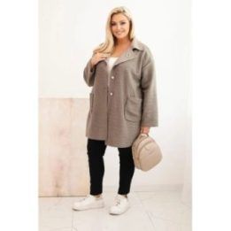 Moteriškas Plus Size paltas su vilna, smėlio spalvos