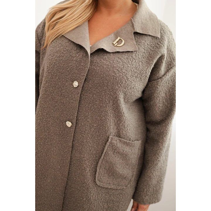 Moteriškas Plus Size paltas su vilna, smėlio spalvos