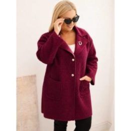 Moteriškas Plus Size paltas su vilna ir kišenėmis, šviesi chaki spalva
