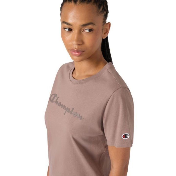 Moteriški marškinėliai Champion Short Sleeve, smėlio spalvos