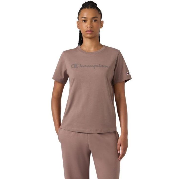 Moteriški marškinėliai Champion Short Sleeve, smėlio spalvos