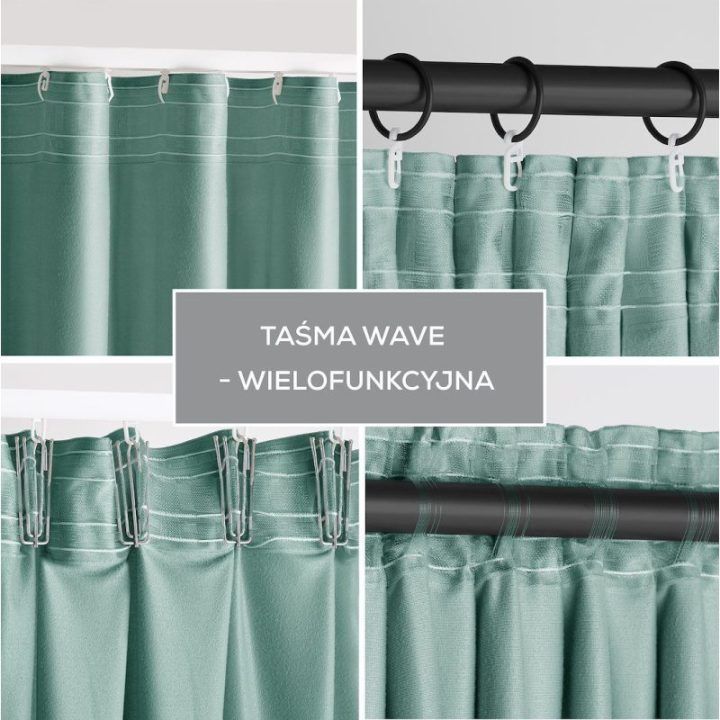 Mėtų aksominė užuolaida su kilpomis AmeliaHome 140 × 270 cm