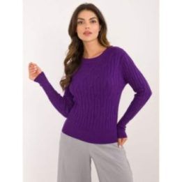 Violetinis megztinis su pynimo raštu