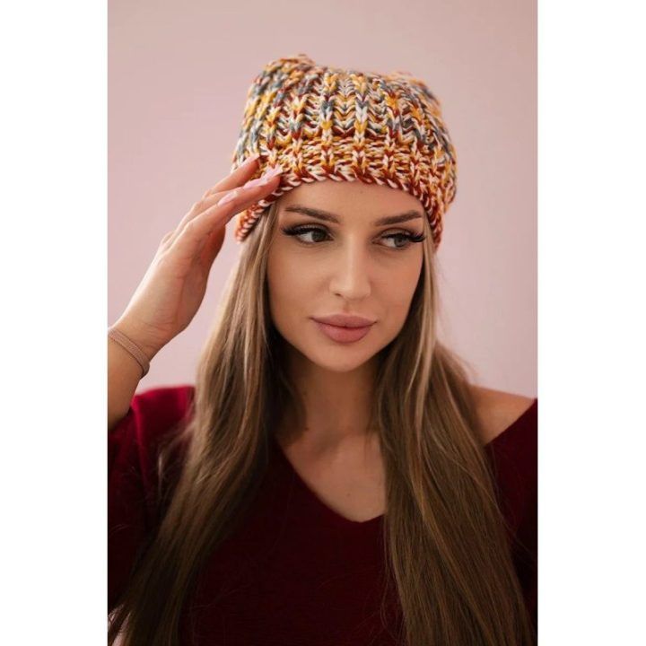 Moteriška žieminė kepurė Maria K335, garstyčių spalvos