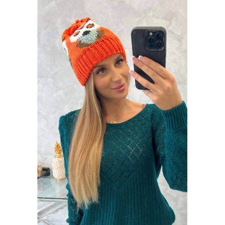 Moteriška žieminė kepurė Ofelia, oranžinės spalvos