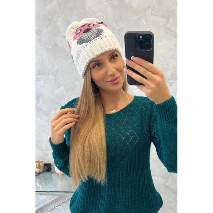 Moteriška žieminė kepurė Ofelia, baltos spalvos