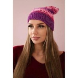 Moteriška žieminė kepurė Patrycja, rožinės ir violetinės spalvų