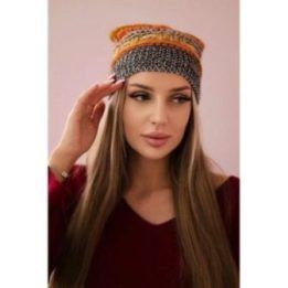 Moteriška žieminė kepurė Patrycja, oranžinės ir juodos spalvų