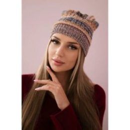 Moteriška žieminė kepurė su fliso pamušalu Patrycja, mėlynai garstyčių spalvos
