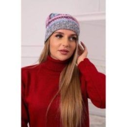 Moteriška žieminė kepurė su flisu Klaudia, rožinės ir tamsiai pilkos spalvos