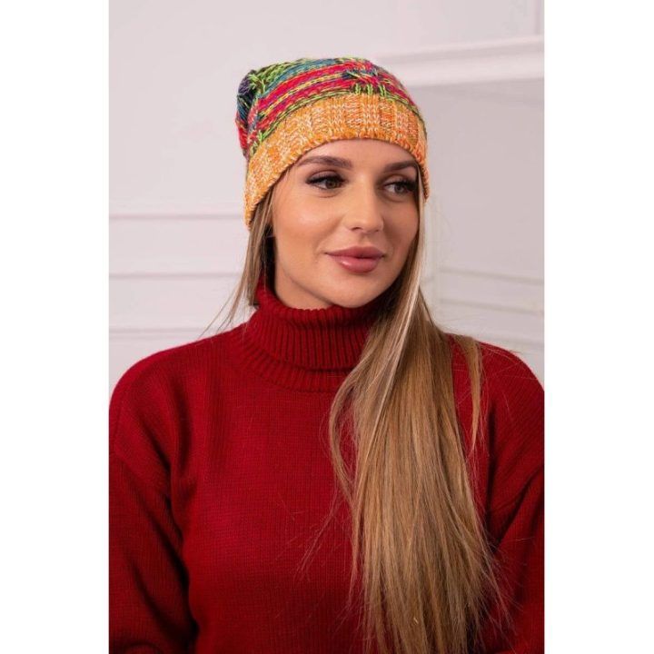 Moteriška žieminė kepurė Klaudia, neoninės žalios ir oranžinės spalvos
