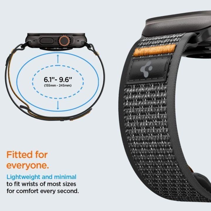 Apple Watch dirželis Spigen Athlex Air 2, juodas/oranžinis