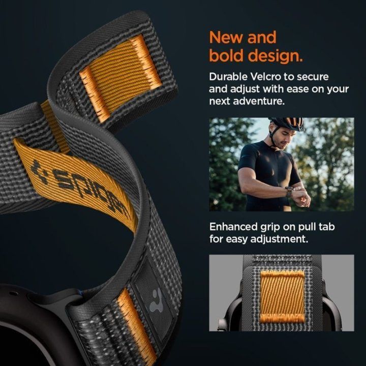 Apple Watch dirželis Spigen Athlex Air 2, juodas/oranžinis