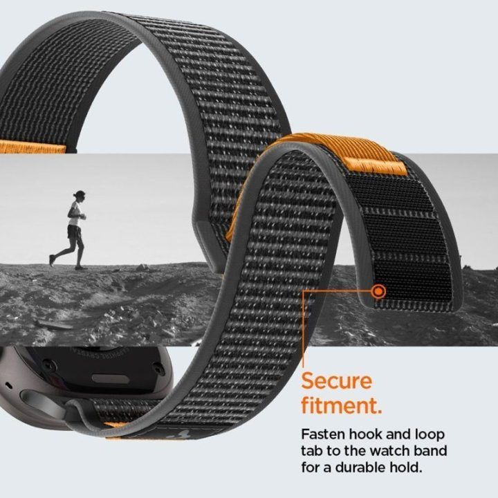 Apple Watch dirželis Spigen Athlex Air 2, juodas/oranžinis