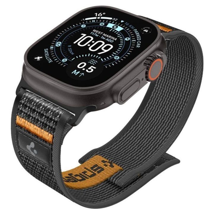 Apple Watch dirželis Spigen Athlex Air 2, juodas/oranžinis