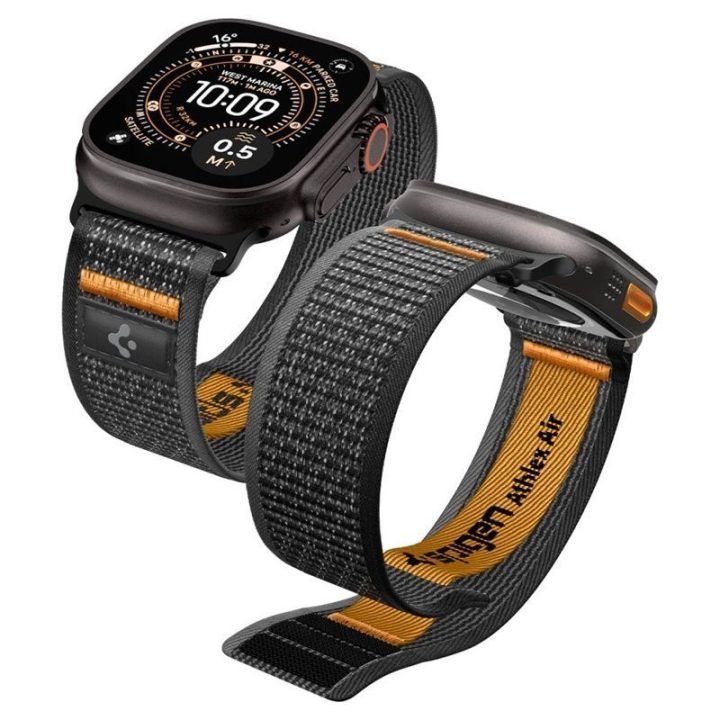 Apple Watch dirželis Spigen Athlex Air 2, juodas/oranžinis