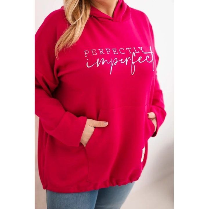 Moteriškas Plus Size džemperis su gobtuvu, fuksijos spalvos