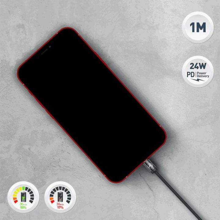Tellur Minimalist USB-C į Lightning kabelis, 3A, 1 m, juodas