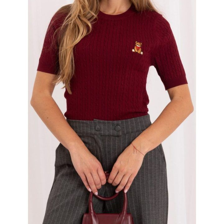 Bordo megztinis su pynimo raštu