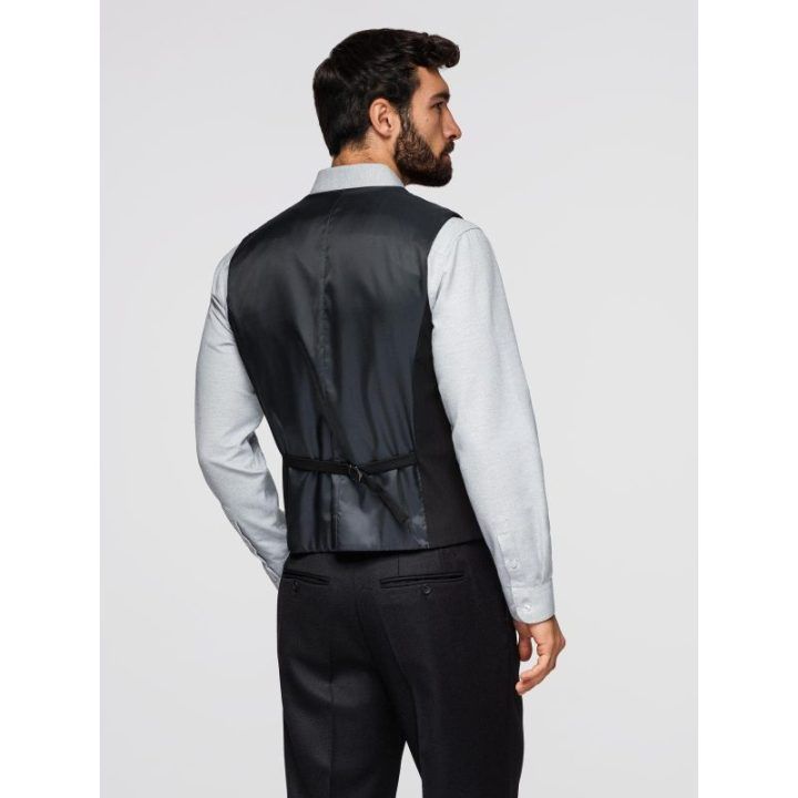 Vyriška juoda slim fit liemenė su herringbone raštu