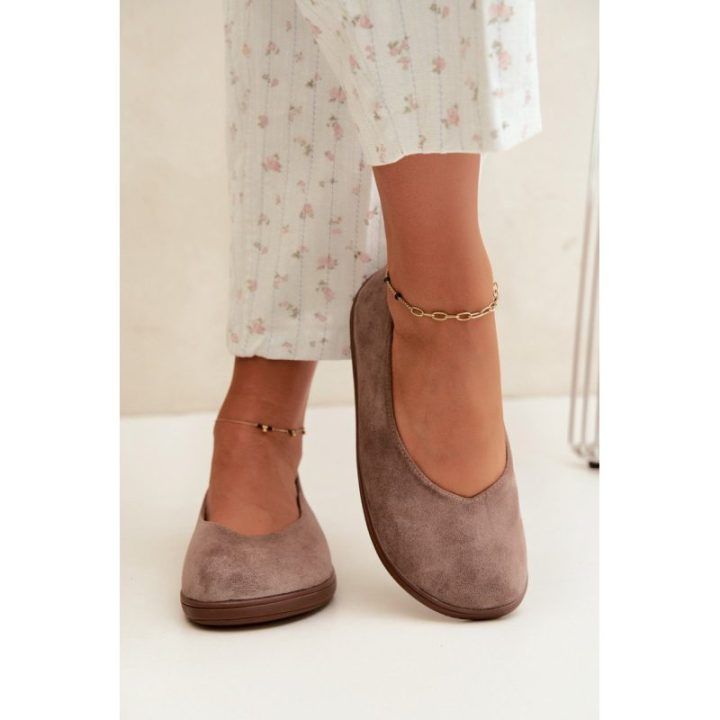 Zomšos imitacijos balerinos Step in style – smėlio spalvos
