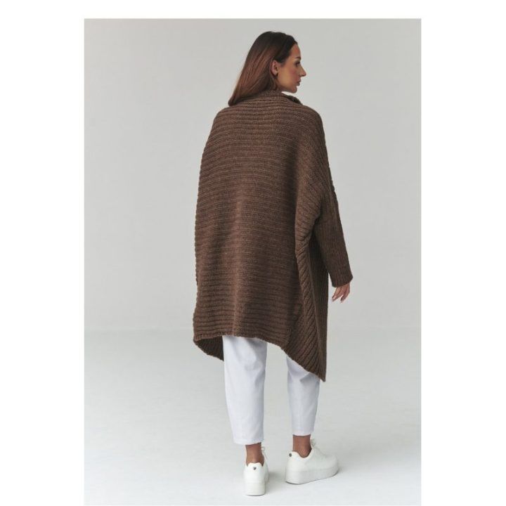 Moteriškas ilgas kardiganas Makadamia (oversize, vienas dydis) – ruda
