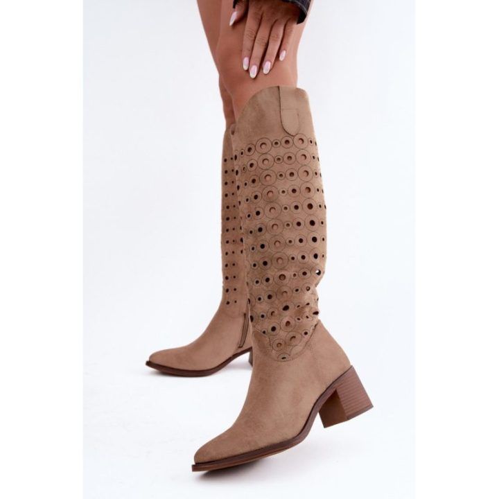 Ilgaauliai batai su užtrauktuku Step in style – ruda