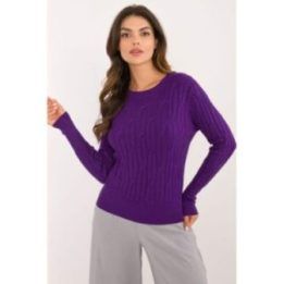 Moteriškas viskozės megztinis su apvalia iškirpte AT – violetinė