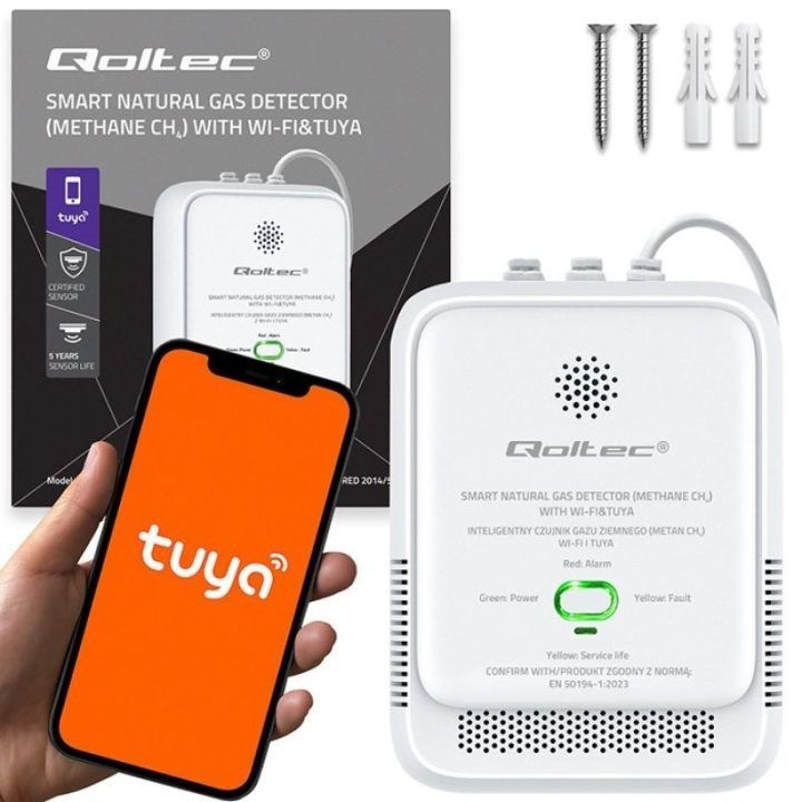 Išmanus dujų nuotėkio detektorius Qoltec, Wi‑Fi/Tuya