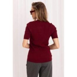 Bordo spalvos megztinis trumpomis rankovėmis Italy Moda