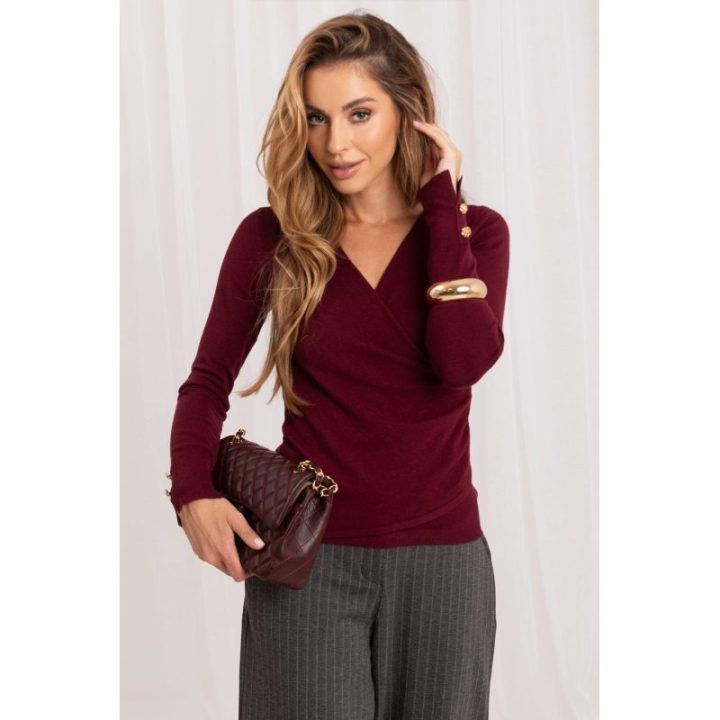 Megztinis su wrap iškirpte Italy Moda – raudona