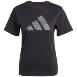 Moteriški marškinėliai adidas su gyvūnų motyvo logotipu, juodi