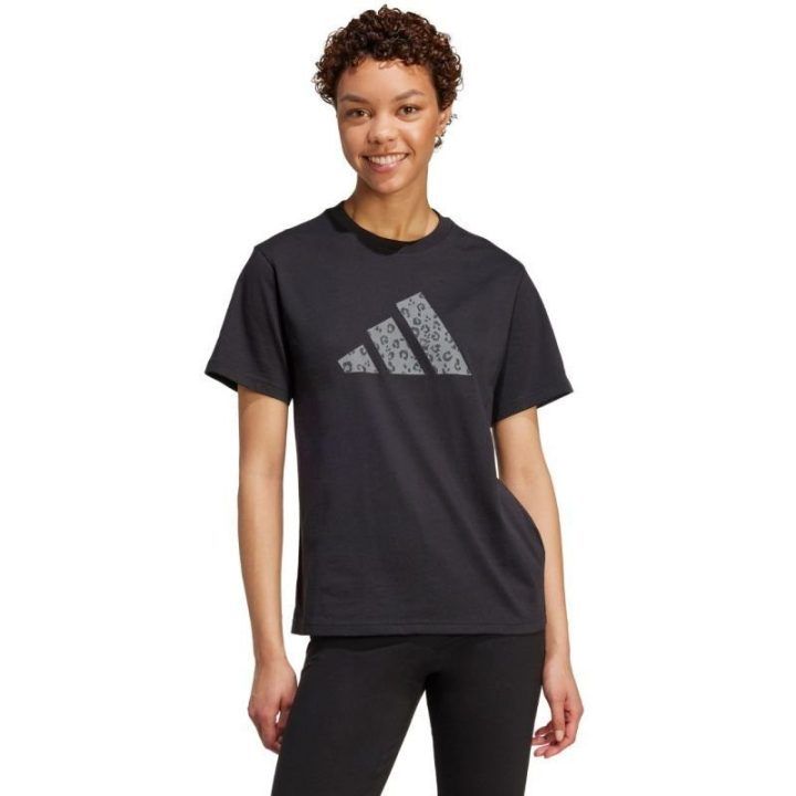 Moteriški marškinėliai adidas su gyvūnų motyvo logotipu, juodi