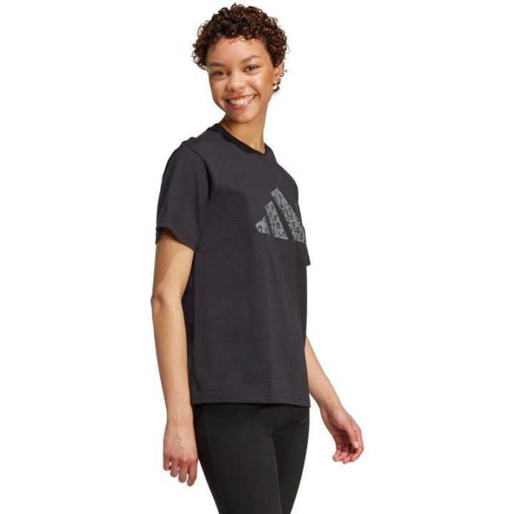 Moteriški marškinėliai adidas su gyvūnų motyvo logotipu, juodi