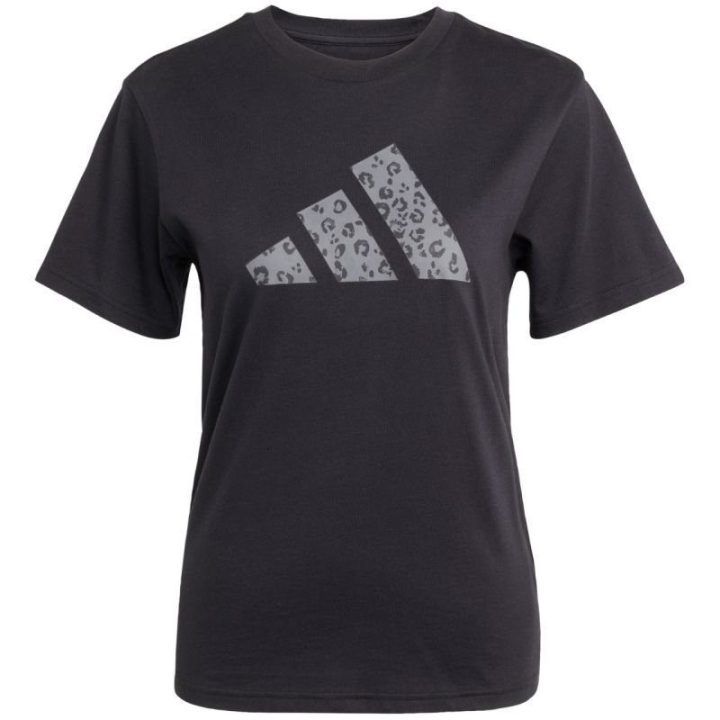 Moteriški marškinėliai adidas su gyvūnų motyvo logotipu, juodi
